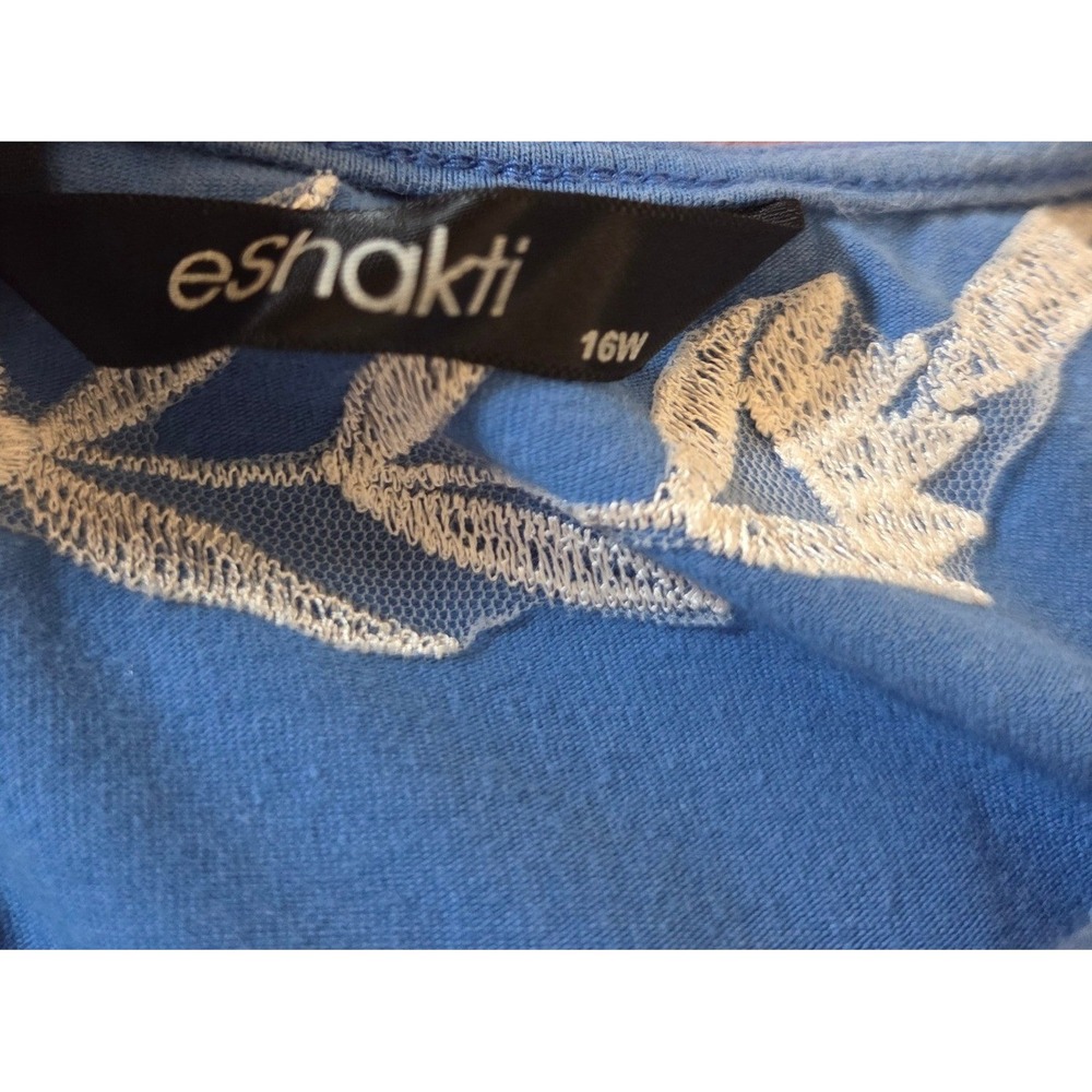 eShakti Blue Embroidered Sleeveless A-Line Knit Dress 16W Floral Boho Excellent - Picture 5 of 5